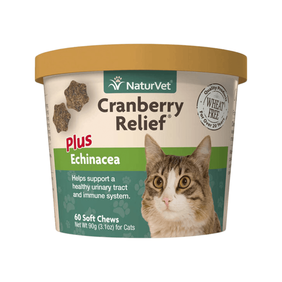 NaturVet Cranberry Relief Urinary Tract Supplement for Cats, 60 Soft Chews
