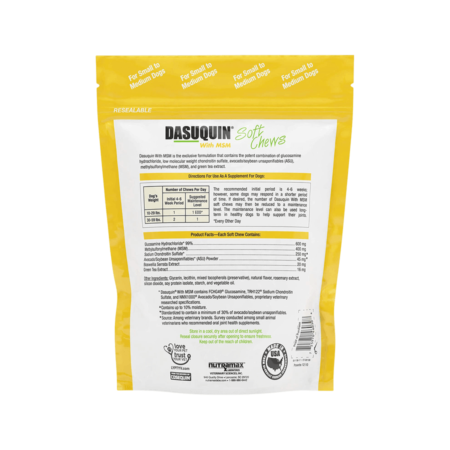 Dasuquin Soft Chews for Small Dogs back of package