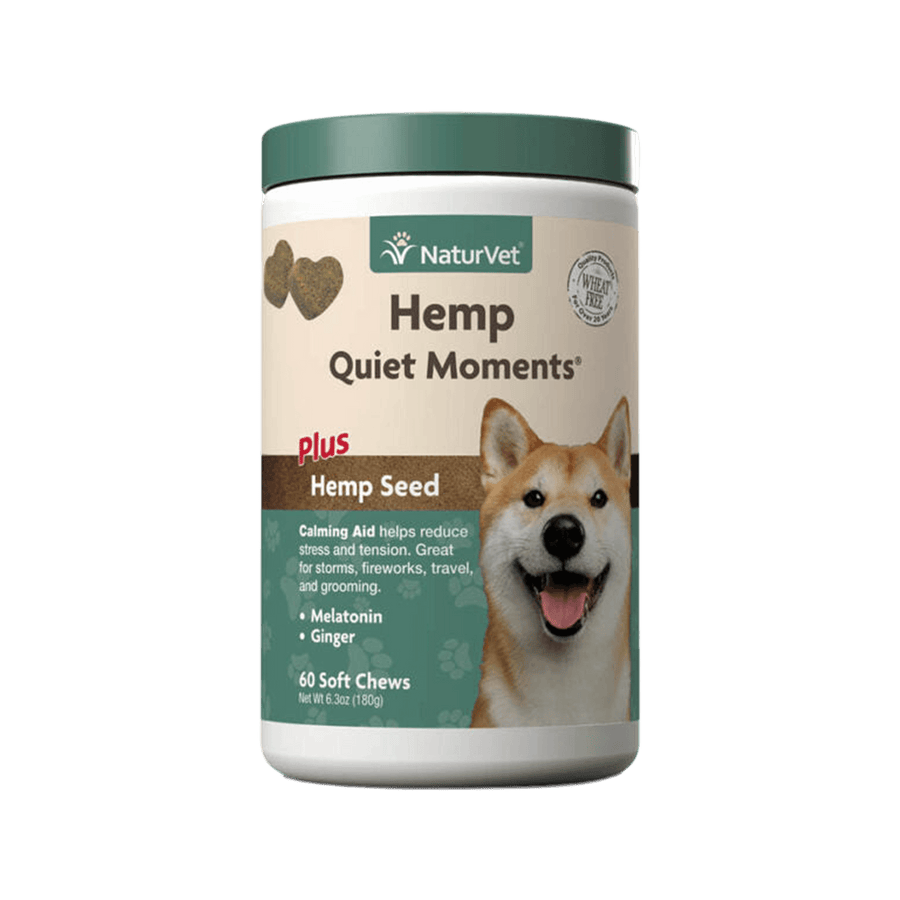 NaturVet Hemp Quiet Moments Calming Supplement for Dogs, 60 Soft Chews