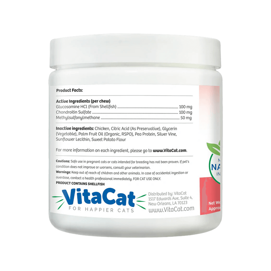 VitaCat Joint & Mobility Support Soft Chews for Cats Ingredient Label