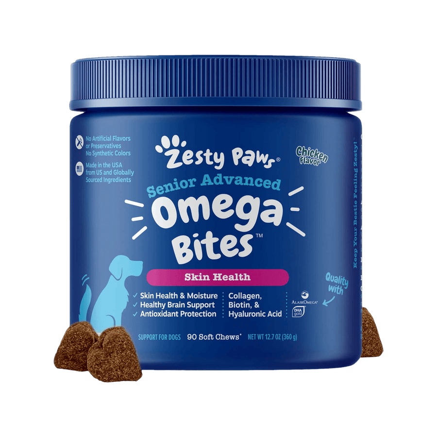 Zesty Paws Omega Bites Skin Health Functional Supplement for Senior Dogs