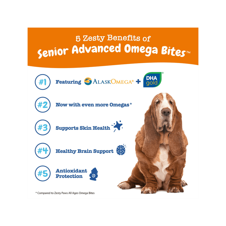 Zesty Paws Omega Bites Skin Health Functional Supplement for Senior Dogs