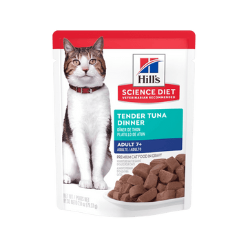 Hill's Science Diet Adult 7+ Tender Tuna Dinner Cat Food, Pouches, 24 Ct